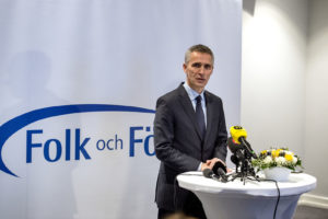 Nato:s generalsekreterare Jens Stoltenberg talar. Foto: Ulf Palm.